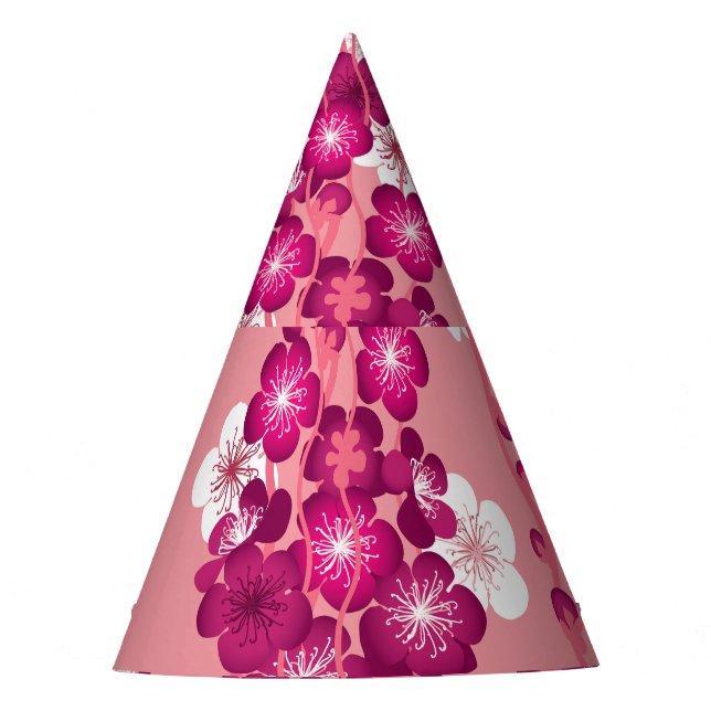 Pink rose blossoms: seamless background. party hat (Front)