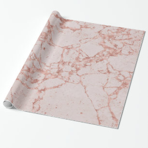 Pink Rose Blush Glitter Marble Glossy Wrapping Paper