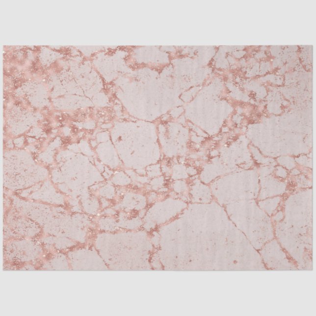 Pink Rose Blush Glitter Marble Modern Tissue Paper (Front)