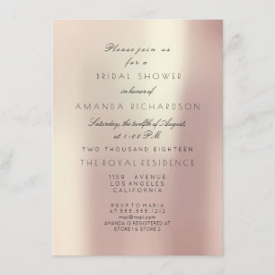 Pink Rose Blush Pastel Pearly Bridal Shower Invitation