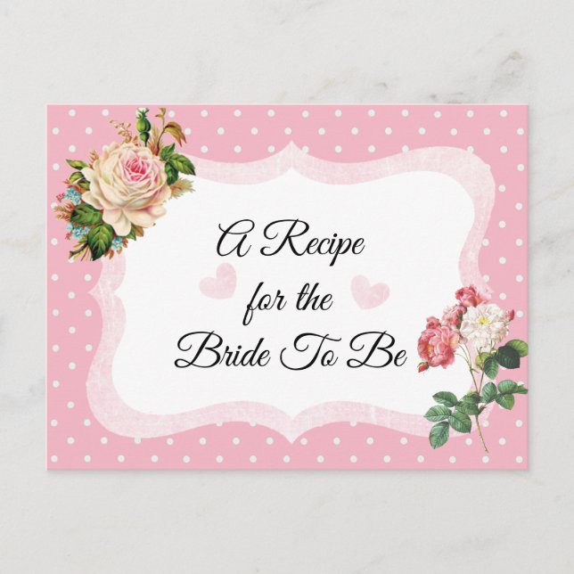 Pink Rose Blush Pink Recipe Card (Front)