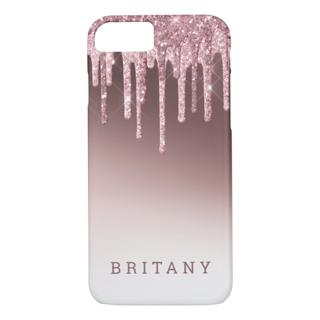 Pink Rose Blush Purple Glitter Sparkle Name Case-Mate iPhone Case (Back)