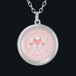 Pink Rosé Blush Wine Glass Wedding Bridal Shower Silver Plated Necklace<br><div class="desc">Design features an original marker illustration of a glass of rosé wine. Perfect for engagements,  weddings,  bridal showers. Just personalise with your information.

This design is also available on other products. Don't see what you're looking for? Contact Rebecca to have something designed just for you.</div>