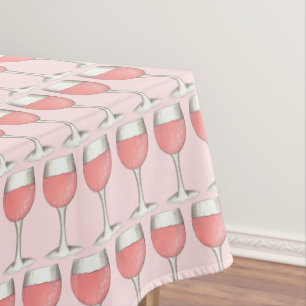 Pink Rosé Blush Wine Glass Winery Bridal Shower Tablecloth