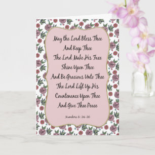 Pink Rose Bordered Aaronic Blessing Any Occasion  Card