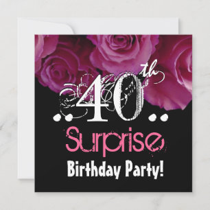 Pink Rose Bouquet 40th Surprise Birthday Template