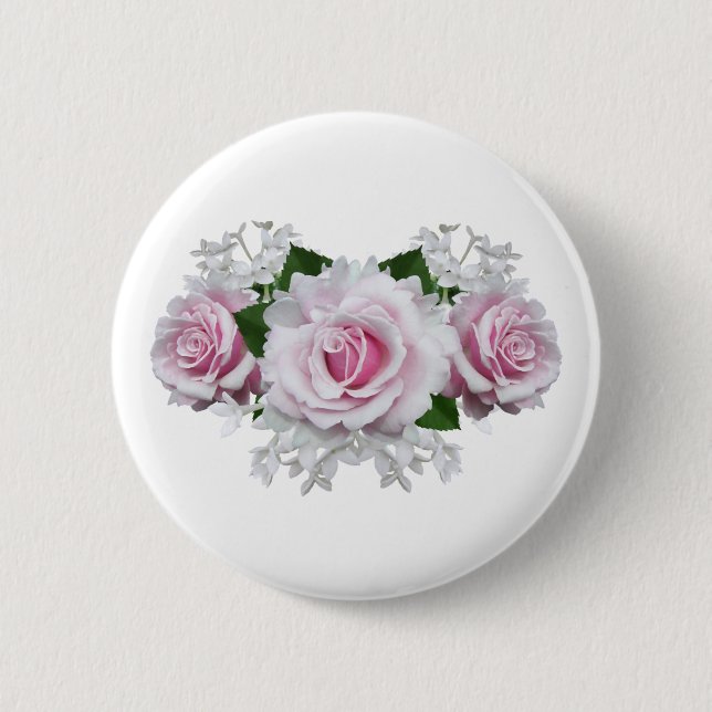 Pink Rose Bouquet 6 Cm Round Badge (Front)