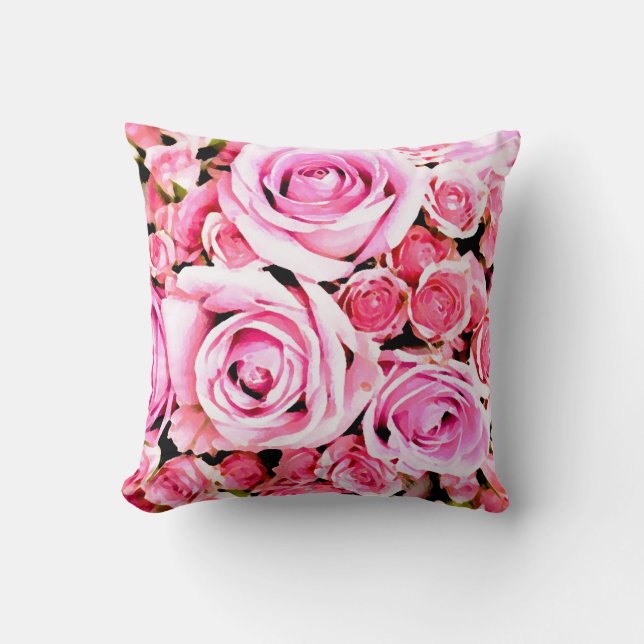 Pink rose bouquet cushion (Front)