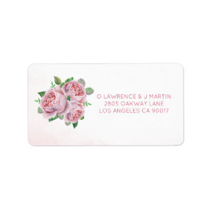 Pink Rose Bouquet Floral Label
