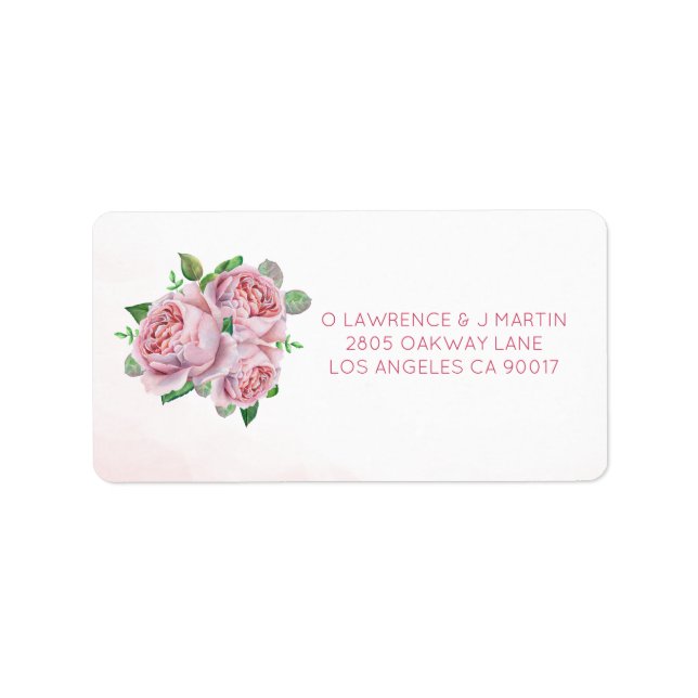 Pink Rose Bouquet Floral Label (Front)