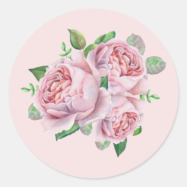 Pink Rose Bouquet Floral Stickers (Front)