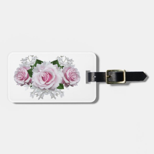 Pink Rose Bouquet Luggage Tag (Front Horizontal)