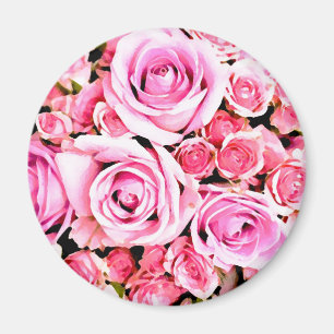 Pink rose bouquet magnet
