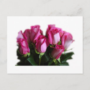 pink rose bouquet postcard