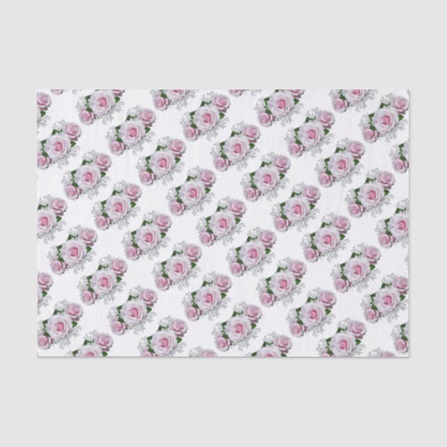 Pink Rose Bouquet Tissue Paper (Front)