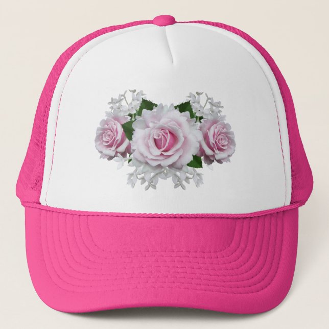 Pink Rose Bouquet Trucker Hat (Front)