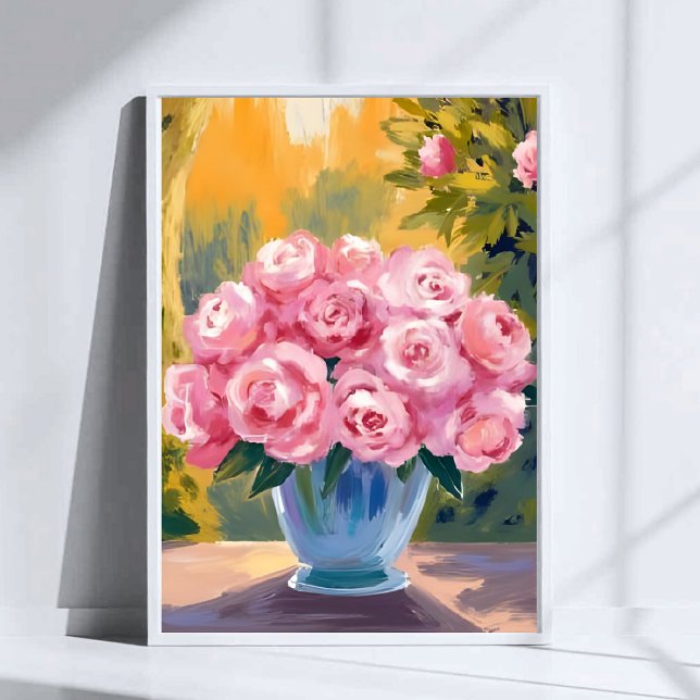Pink Rose Bouquet | Watercolor Floral Vase Poster (Creator Uploaded)