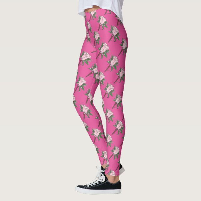 Pink Rose Boutonniere Wedding Flower Bride Legging (Left)