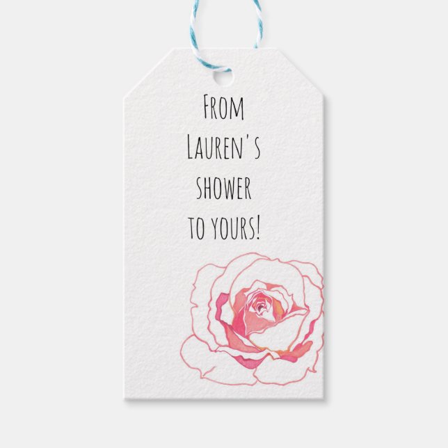 PINK ROSE BRIDAL SHOWER Gift Tags (Front)