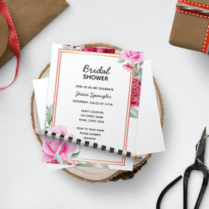 Pink Rose Bridal Shower Invitation