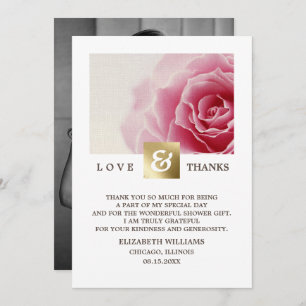 Pink Rose Bridal Shower Thank You Photo Cards