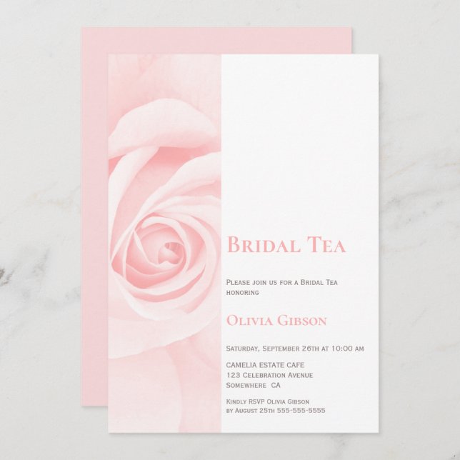 Pink Rose Bridal Tea Invitation (Front/Back)