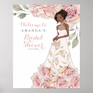 Pink Rose Bride Bridal Shower Welcome  Poster