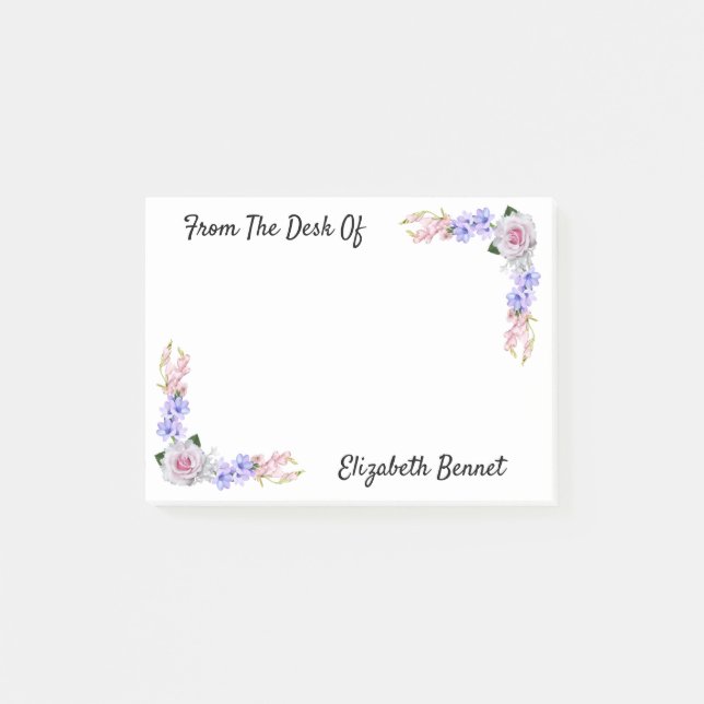 Pink Rose Brush Lettering Personal Post-It Notes (Front)