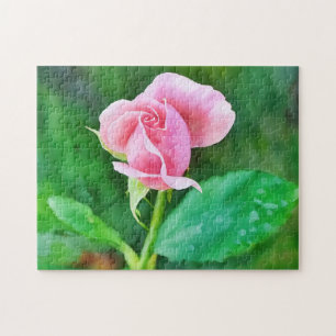 Pink Rose Bud Art Puzzle