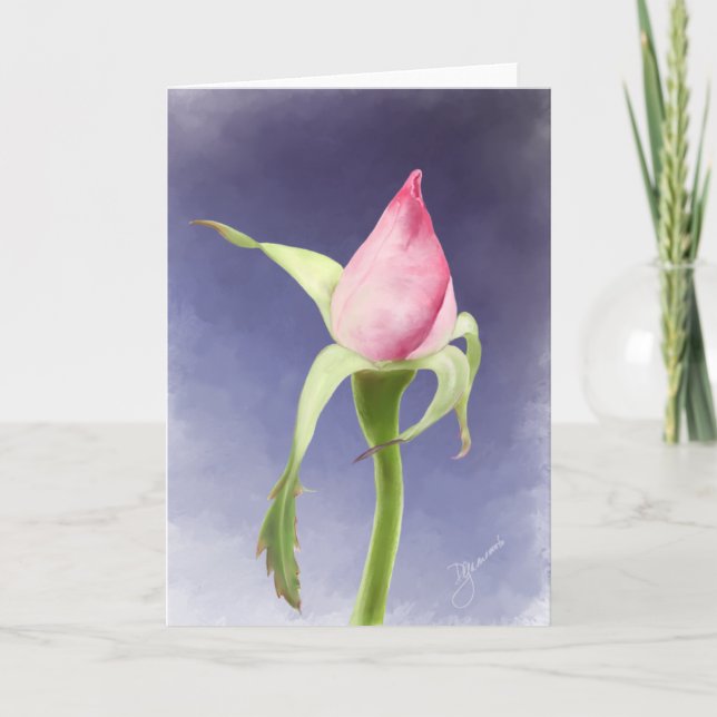 Pink Rose Bud Card (Front)
