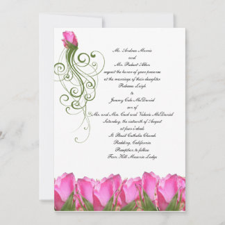 Pink Rose Bud Invitation