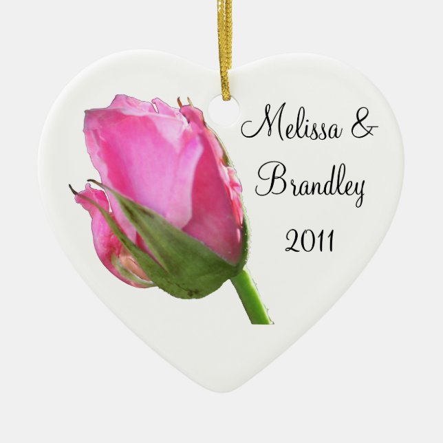 Pink Rose Bud Ornament (Front)