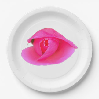 Pink Rose Bud Paper Plate