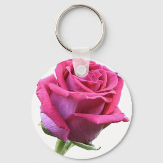 Pink Rose Bud Picture Keychain