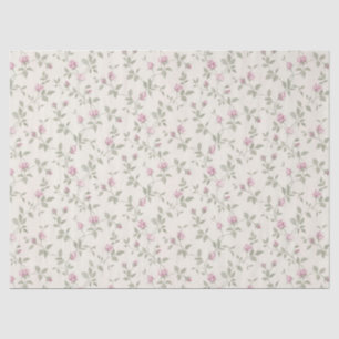 Pink Rose Buds Ivory Shabby Gift Wrap Tissue Paper