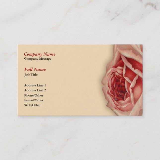 Pink Rose Business Card Template (Front)
