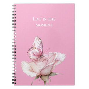 Pink Rose Butterfly Notebook