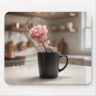 Pink Rose Caged In Wire Whisk Mouse Pad