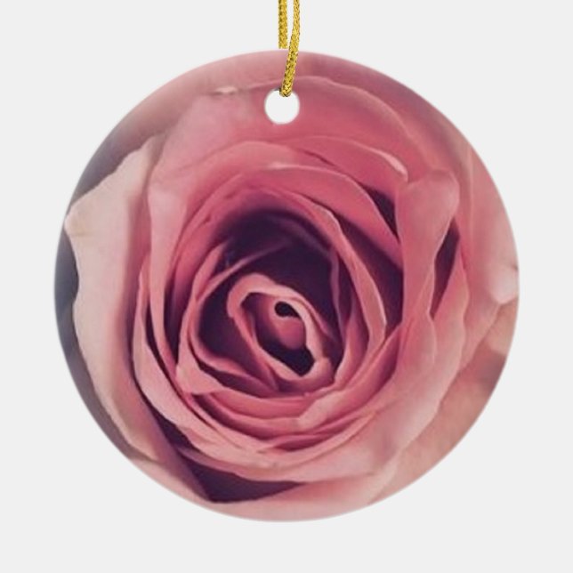 Pink rose ceramic tree decoration (Front)