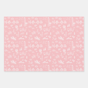 Pink Rose Charleston Toile Wrapping Paper