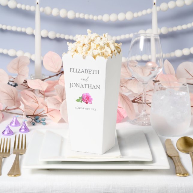 Pink Rose Classic Minimalist Wedding Favour Box (Wedding)