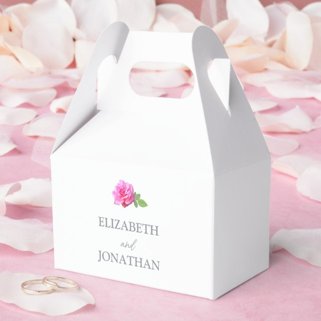 Pink Rose Classic Minimalist Wedding Favour Box (Wedding)