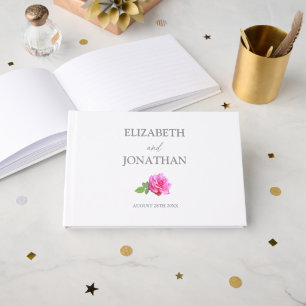 Pink Rose Classic Minimalist Wedding Guest Book