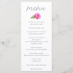 Pink Rose Classic Minimalist Wedding Menu