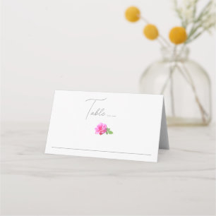 Pink Rose Classic Minimalist Wedding Place Card