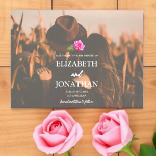 Pink Rose Classic Minimalist Wedding Save The Date