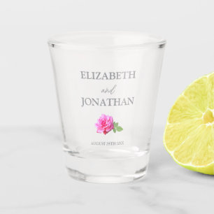 Pink Rose Classic Minimalist Wedding Shot Glass