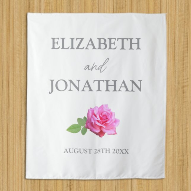 Pink Rose Classic Minimalist Wedding Tapestry (Creator Uploaded)