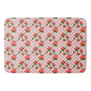 Pink Rose Climbing Chain Link Fence Seamless Patte Bath Mat