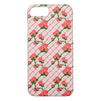 Pink Rose Climbing Chain Link Fence Seamless Patte